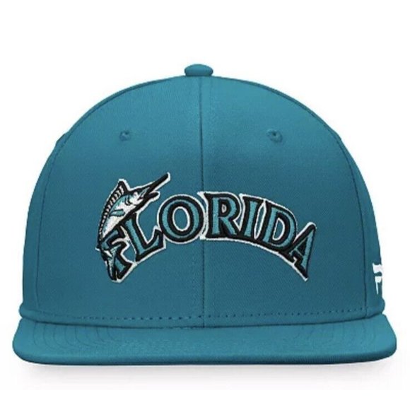 Men's Fanatics Branded Teal Miami Marlins Cooperstown Collection Fitted Hat 71/4 - Picture 1 of 9